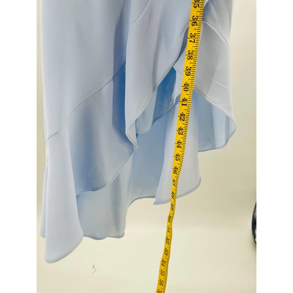 AQUA SZ 10 Blue Hi Low Ruffled Midi Halter Faux Wrap  Dress NWT$238 B91 - Picture 8 of 8